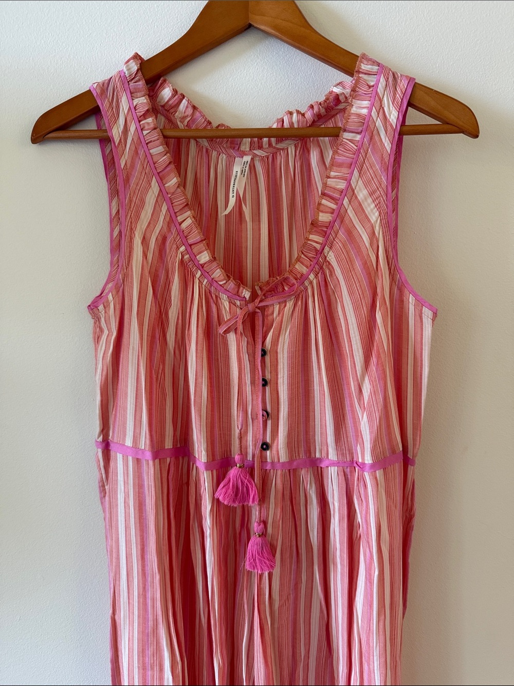 Anthropologie Pink & White Striped Sleeveless Jumpsuit Romper